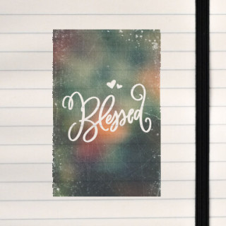 An uplifting “Blessed” script design with heart accents.