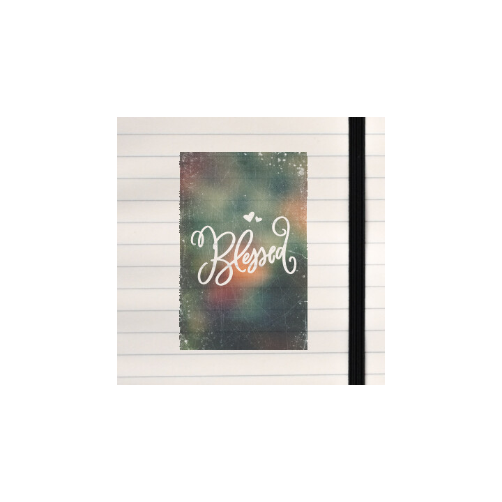 An uplifting “Blessed” script design with heart accents.