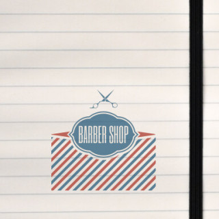 A classic barbershop‑inspired design with vintage stripes and bold lettering.
