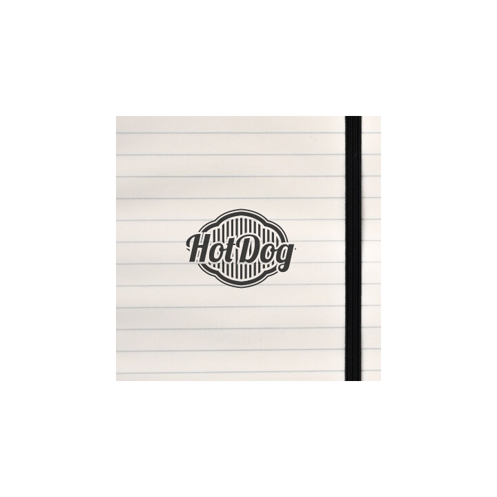 A bold retro food‑stand–style “Hot Dog” emblem.