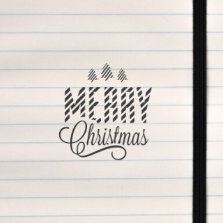 A bold black‑and‑white Christmas design with striped trees and lettering, where all light elements become transparent for a cris