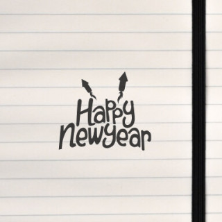 A bold New Year’s design featuring playful rocket fireworks.