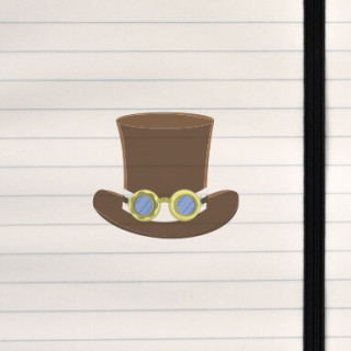 A bold steampunk‑inspired design featuring a classic top hat with goggles.
