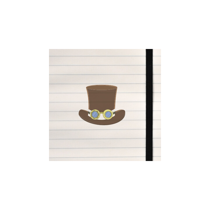 A bold steampunk‑inspired design featuring a classic top hat with goggles.