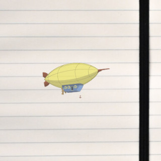 A whimsical steampunk airship illustration