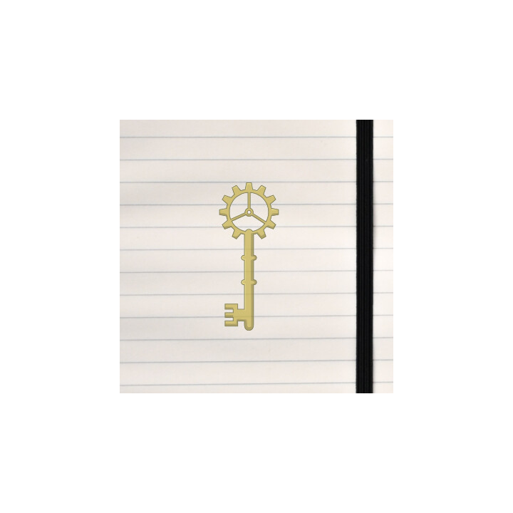 A bold steampunk key with a gear‑shaped bow and mechanical detailing.
