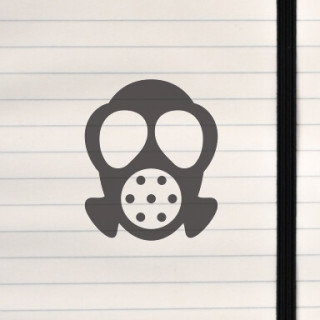 A bold industrial gas‑mask emblem.