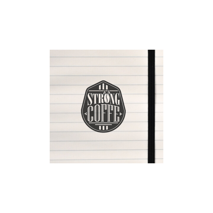 A vintage hexagonal emblem with bold “STRONG COFFE” lettering.