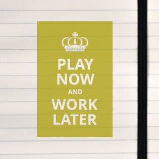 A playful twist on priorities in classic poster style.