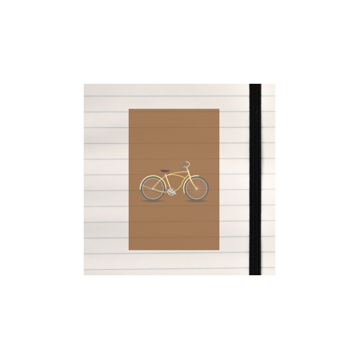 A bicycle illustrated on a full solid colored background.