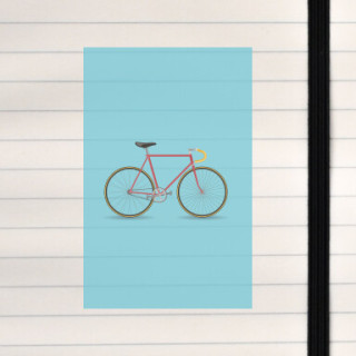 A bicycle illustrated on a full solid colored background.