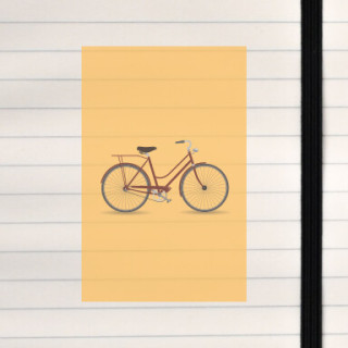 A bicycle illustrated on a full solid colored background.
