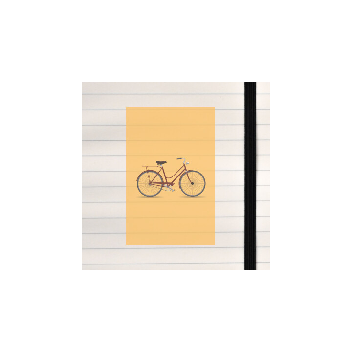 A bicycle illustrated on a full solid colored background.