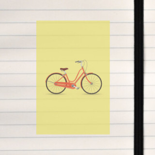 A bicycle illustrated on a full solid colored background.
