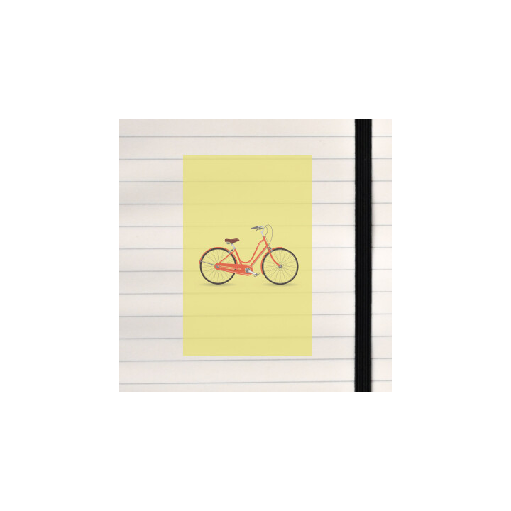 A bicycle illustrated on a full solid colored background.