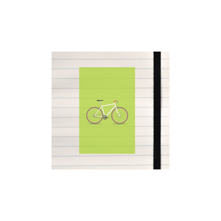 A bicycle illustrated on a full solid colored background.