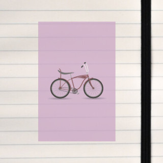 A bicycle illustrated on a full solid colored background.