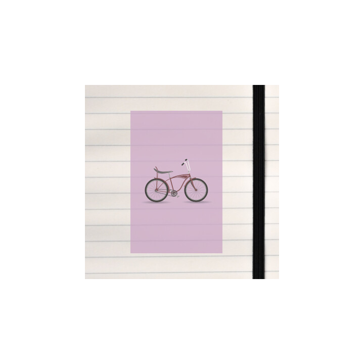 A bicycle illustrated on a full solid colored background.