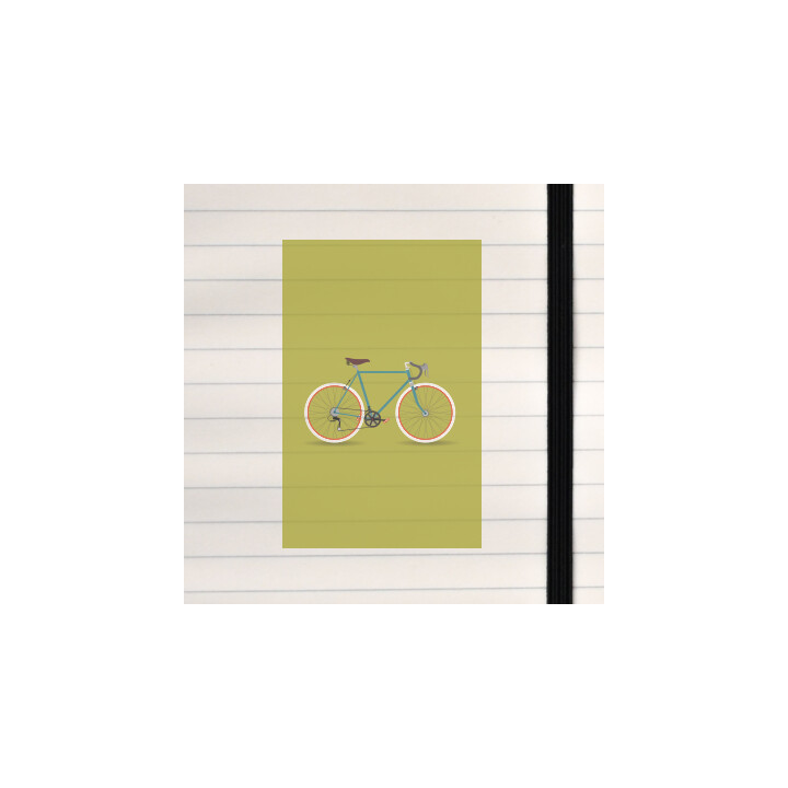 A bicycle illustrated on a full solid colored background.