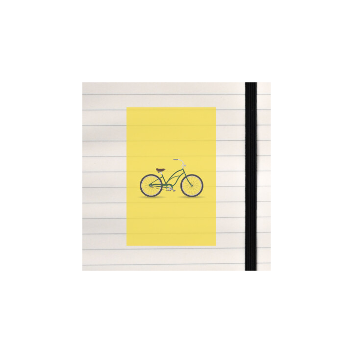 A bicycle illustrated on a full solid colored background.
