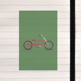 A bicycle illustrated on a full solid colored background.