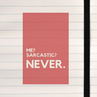 A bold, tongue‑in‑cheek denial in loud typography.