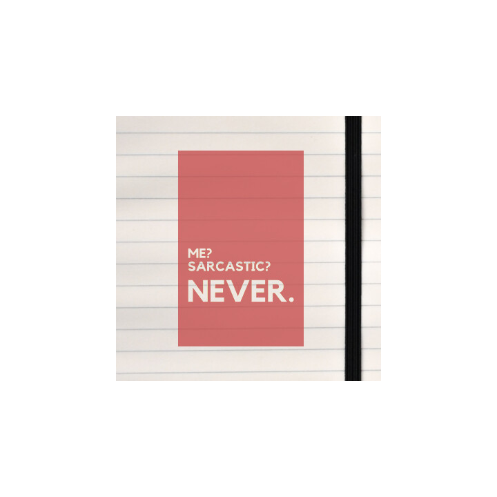 A bold, tongue‑in‑cheek denial in loud typography.