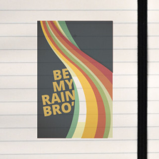 A nostalgic rainbow wave paired with a cheeky invitation.