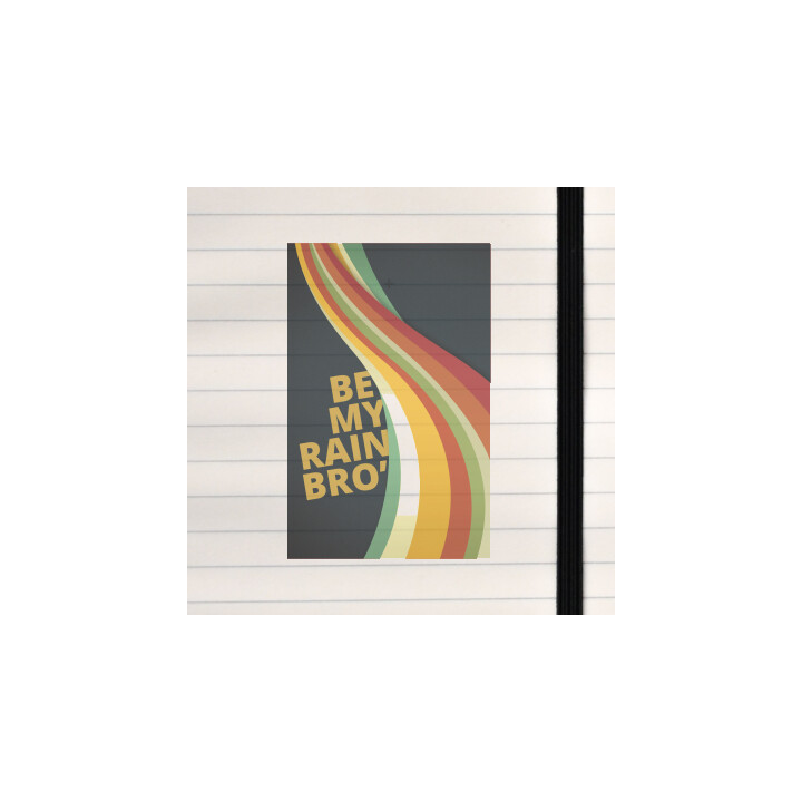 A nostalgic rainbow wave paired with a cheeky invitation.