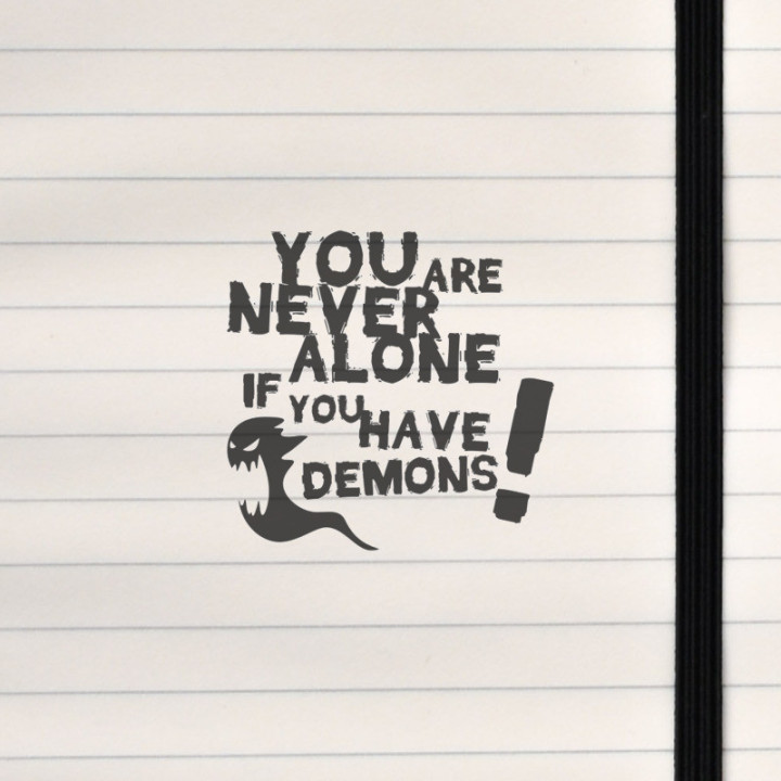 A bold, gritty statement paired with a snarling shadow‑creature.