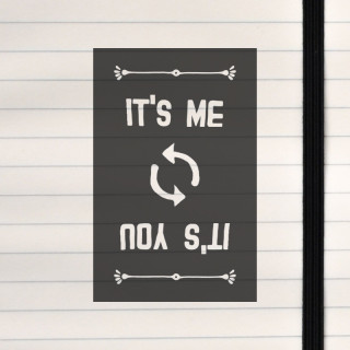 A playful circular design showing the endless exchange between “me” and “you.”