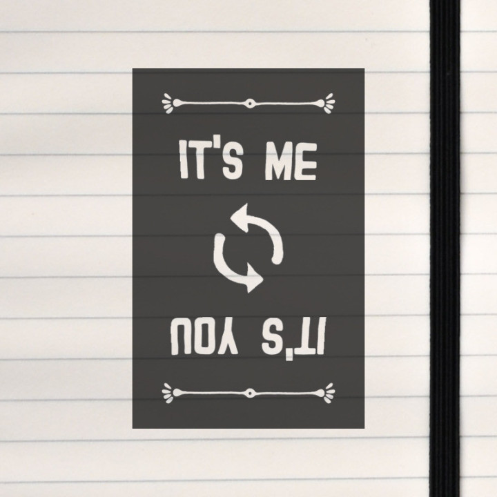 A playful circular design showing the endless exchange between “me” and “you.”