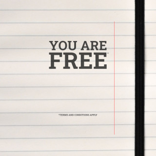 A minimalist freedom statement with a witty disclaimer.