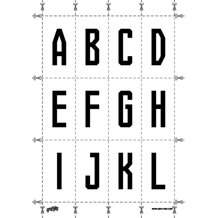 Alphabet of the Sangyo font.