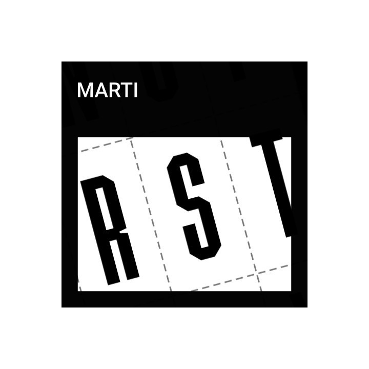 Alphabet of the Marti font.
