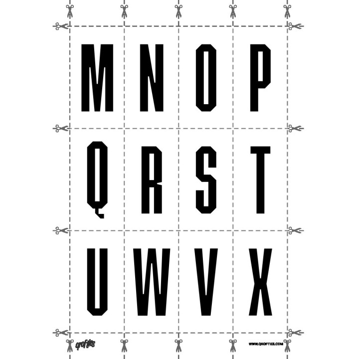 Alphabet of the Marti font.
