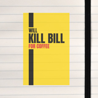A bold, humorous parody poster that fuses Kill Bill aesthetics with caffeine‑driven desperation.