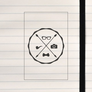 A hipster badge with four symbols.