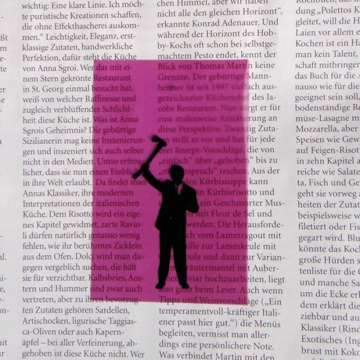 Zombie killer silhouette on a violet background